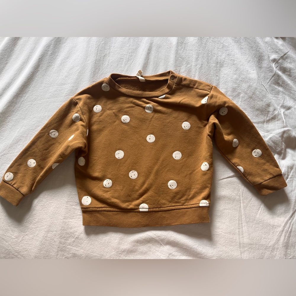Quincy Mae Brown Sweatshirt with Cream Accents 12-18 months